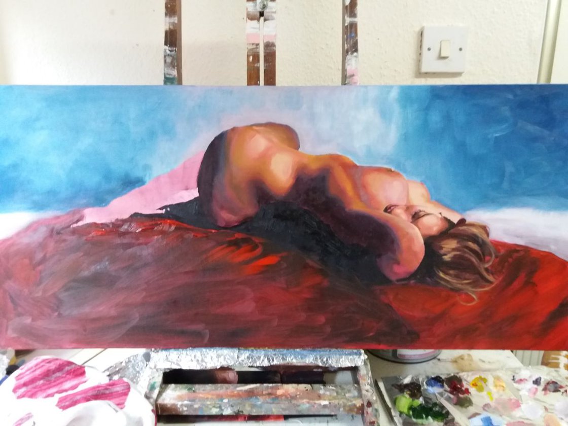 The Lucid Dream- Female Nude Study in repose Oil painting by Marjory Sime |  Artfinder