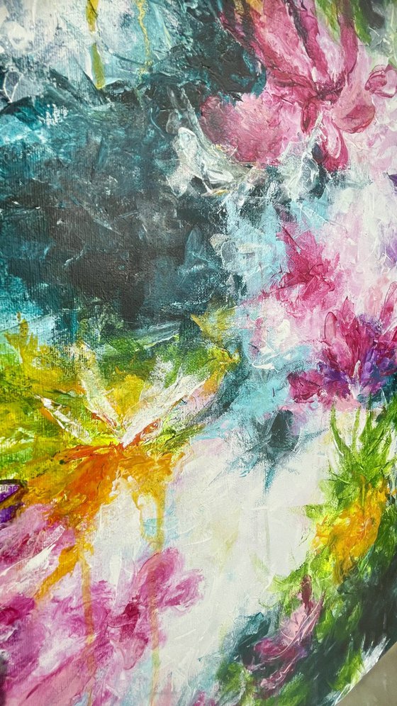 “Floral frequency” large abstract painting