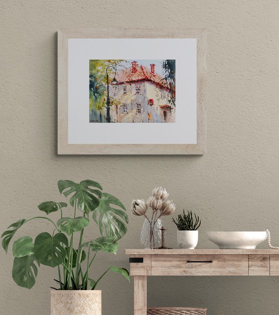 Hungarian post office (2019) | Original Hand-painted Art Small Artist | Mediterranean Europe Impressionistic