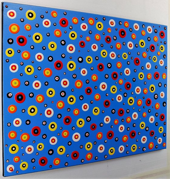abstract acrylic painting on material canvas with bright colors "colored candies" unique work Alessandro Butera
