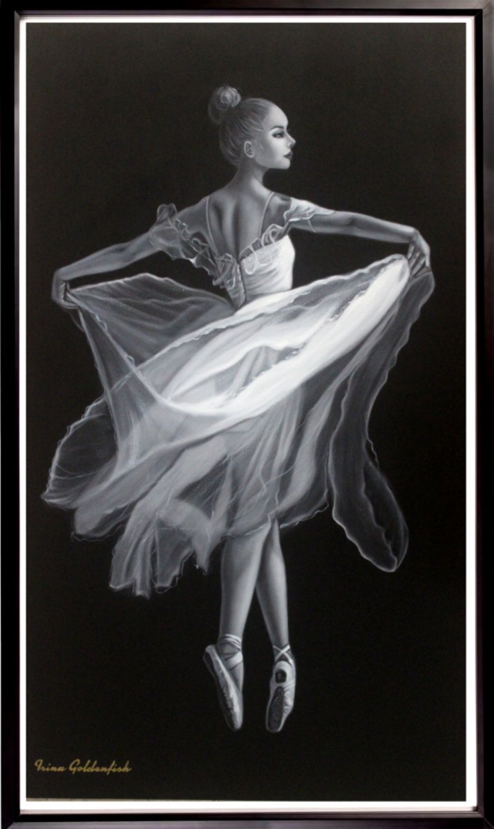 Photorealistic Portrait Oil Painting By Irinagoldenfish, 35 X 59, White Symphony, Original Artwork