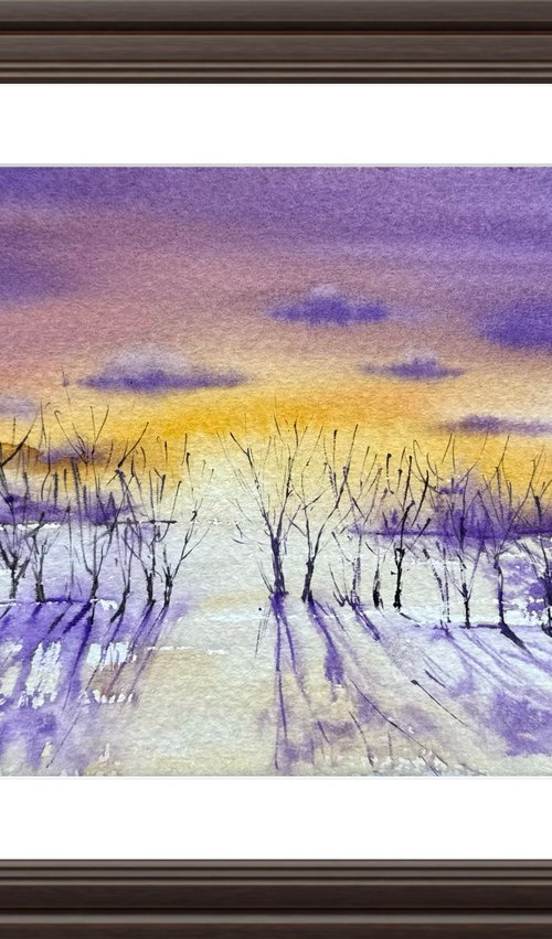 Frostу sunset in the forest by Yuliia Sharapova