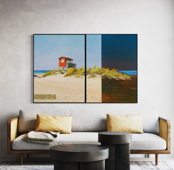 Red Lifeguard Tower Diptych