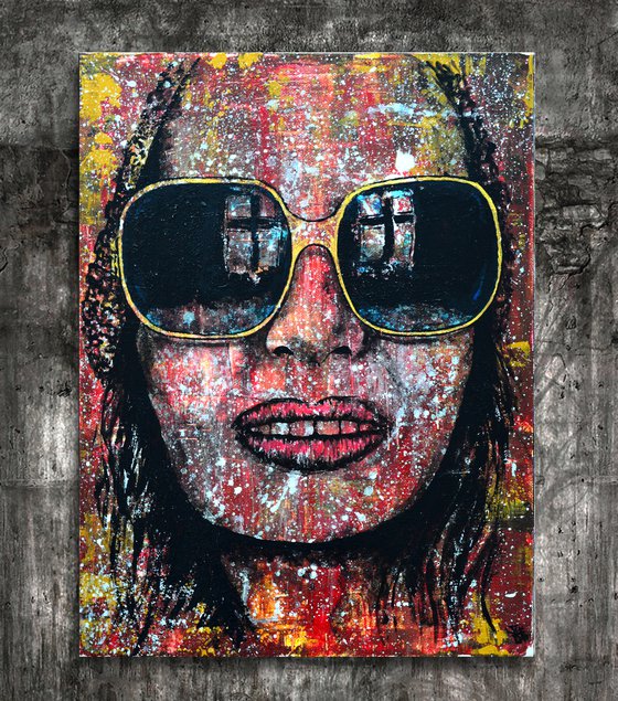 Happy Anne - Original Modern Portrait Art Painting on Deep Canvas Ready To Hang