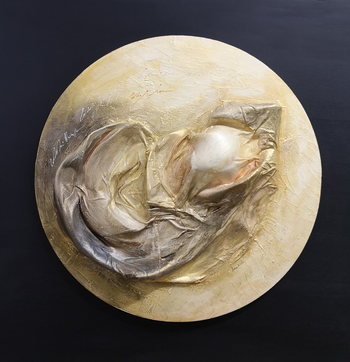 Abstract Painting By Ivana Urso, 26 X 26, Gold Moon, Original Artwork