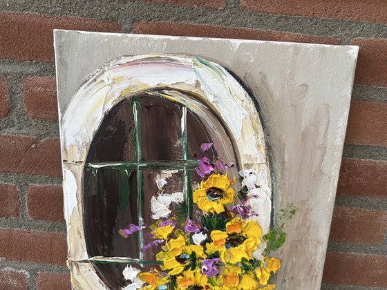 Window with yellow Flowers