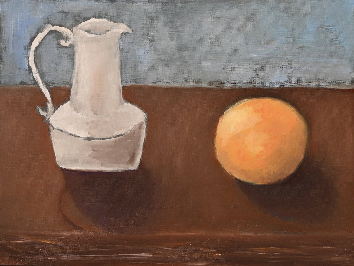 Still life with orange by Elena Zapassky