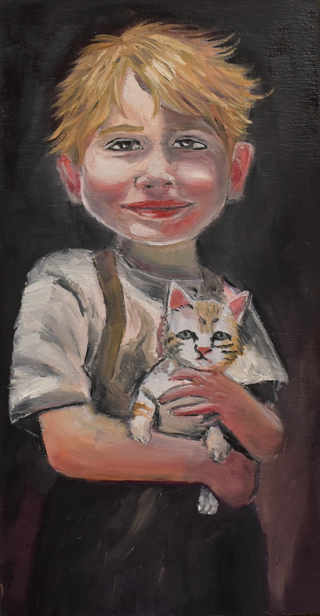 Boy And His Cat by Aisha Haider