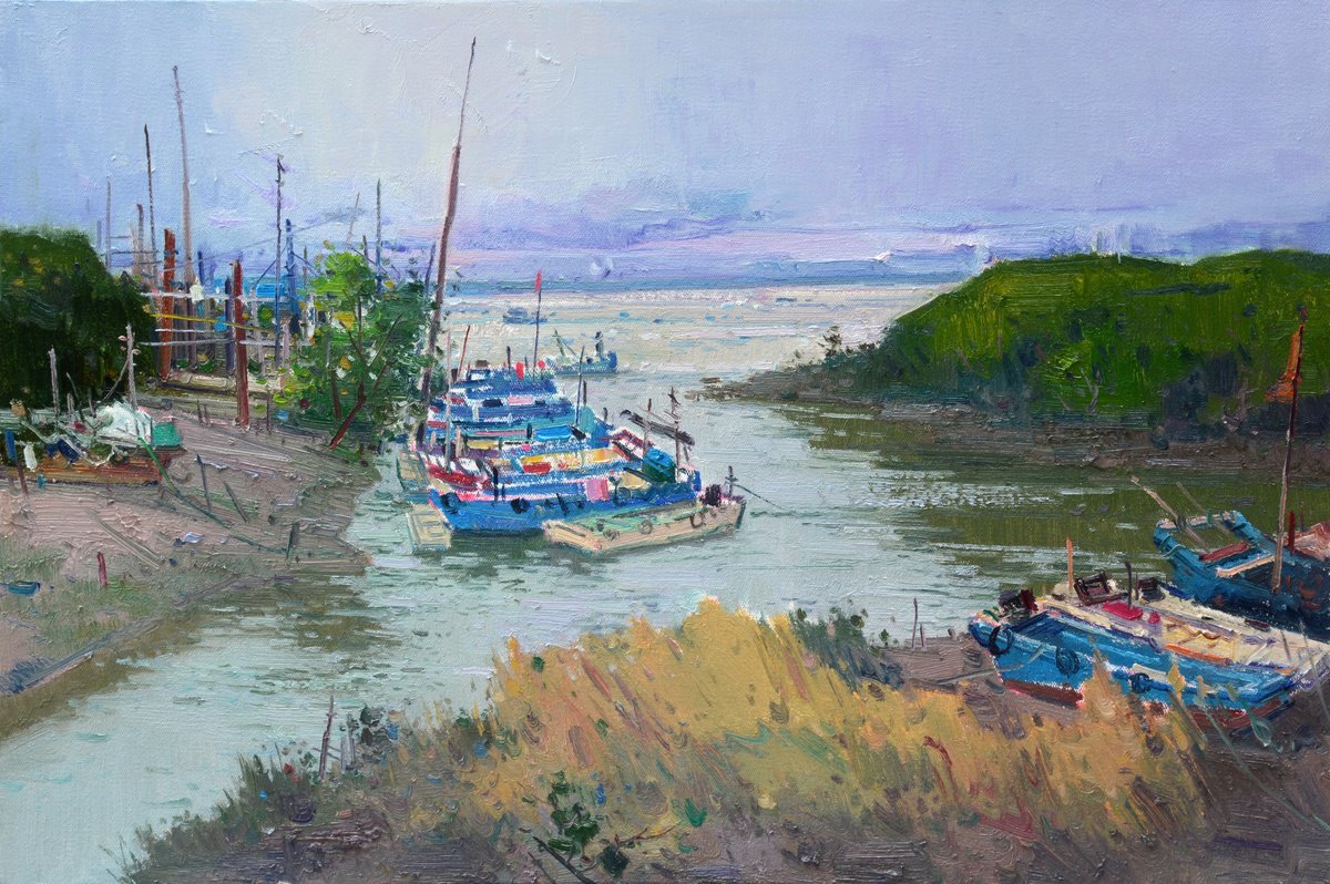 Impressionistic Landscape Oil Painting By Jianzhe Chon, 35 X 24, Port 224, Original Artwork