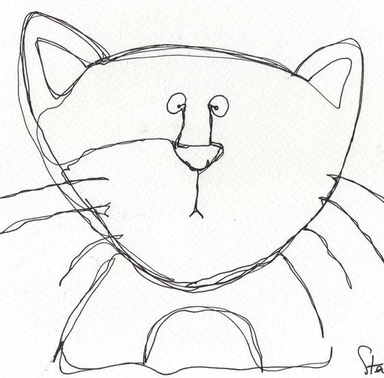 Clarence the Cross-eyed kitty. Continuous Line