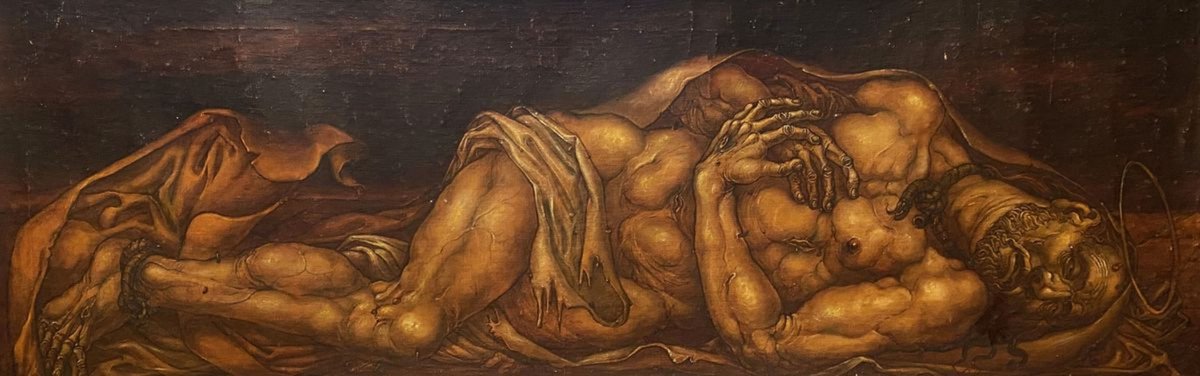 Surrealistic Oil Painting , Dead Christ By Oleg And Alexander Litvinov, 44 X 14, Artwork For Sale On Artfinder
