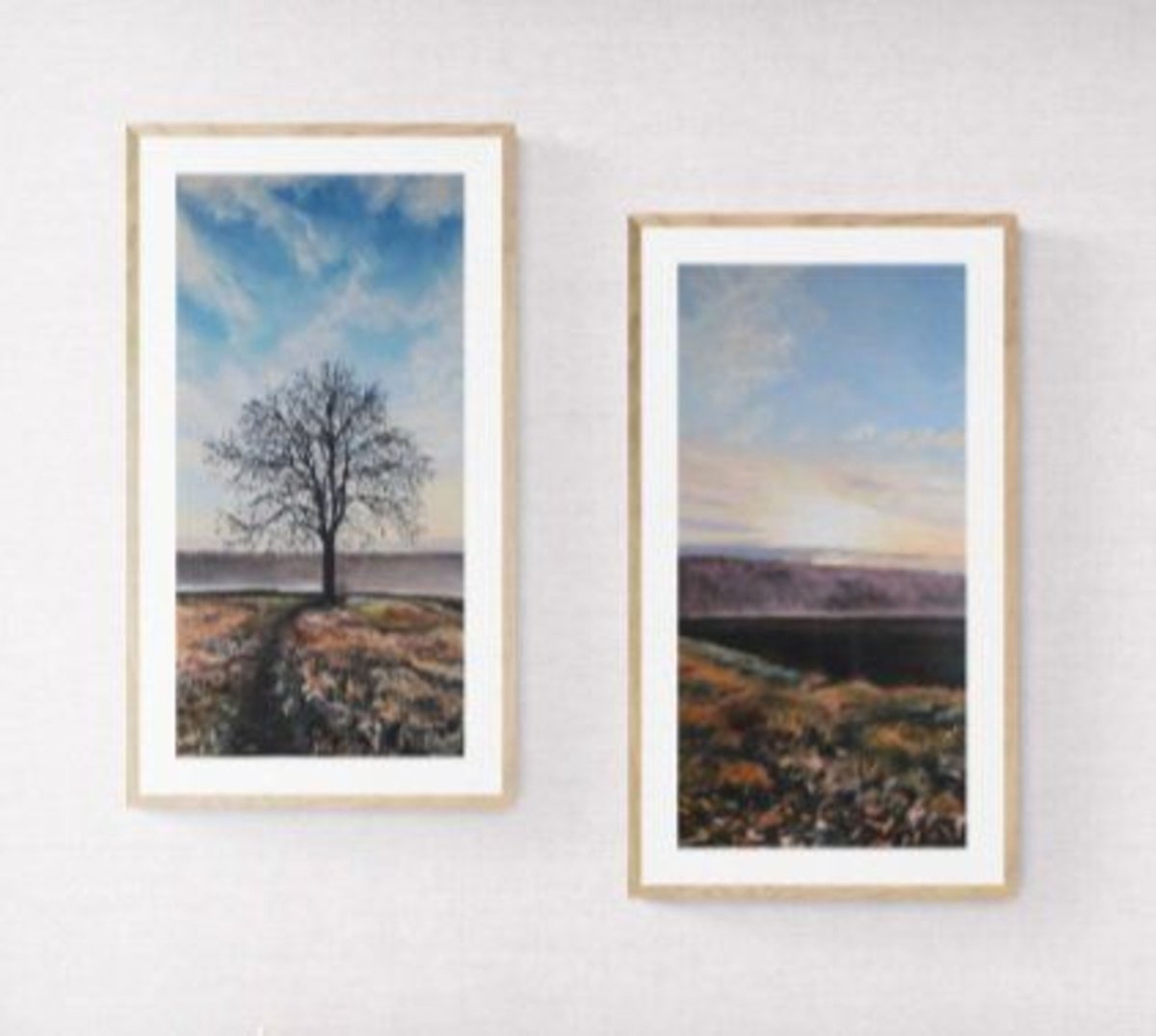 Landscape Oil Painting By Valeriia Radziievska, 39 X 39", `Windows: Morning Diptych, Original Artwork