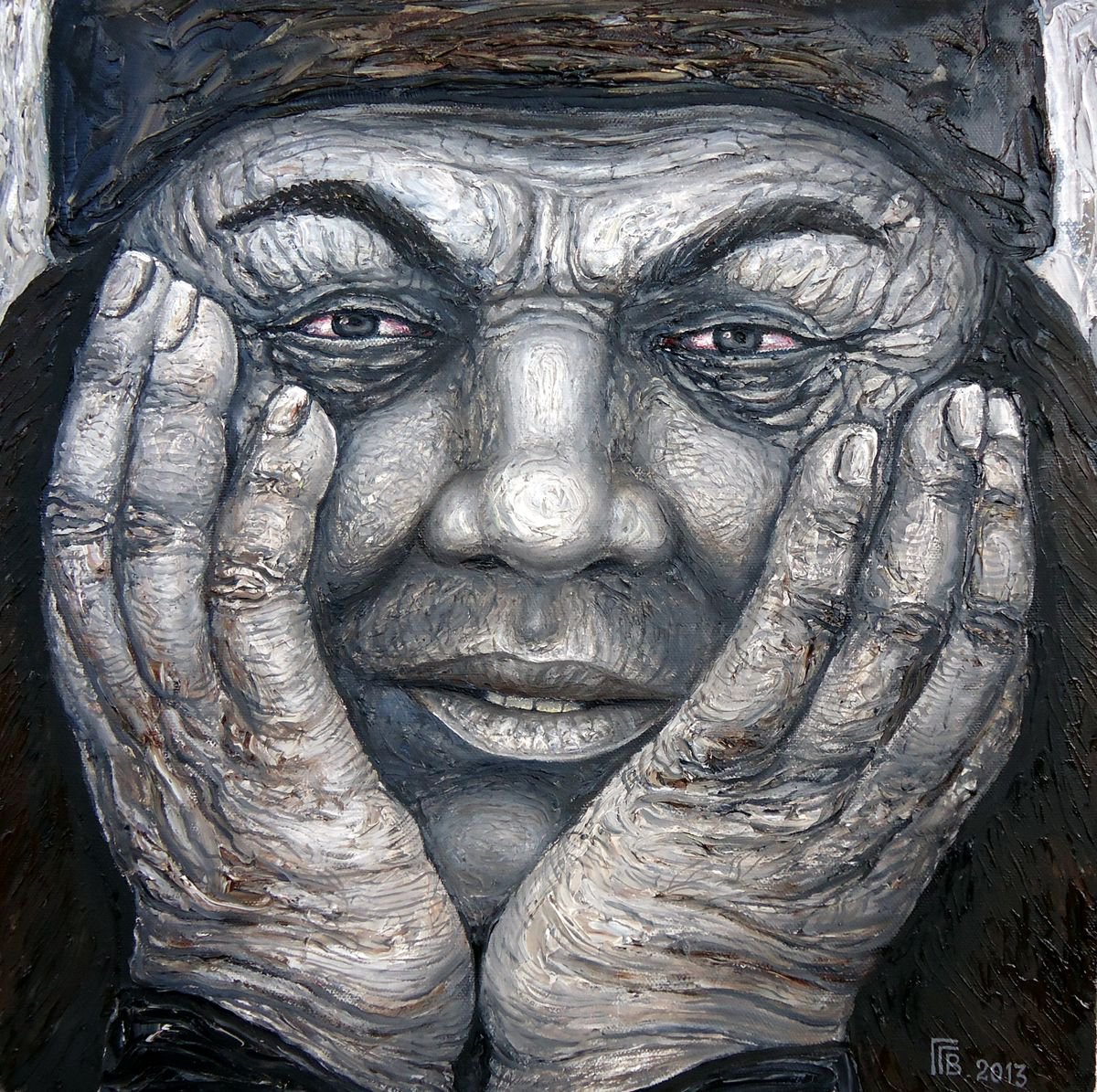 Photorealistic Portrait Oil Painting By Grigor Velev, 14 X 14, Prints Of Time, Original Artwork