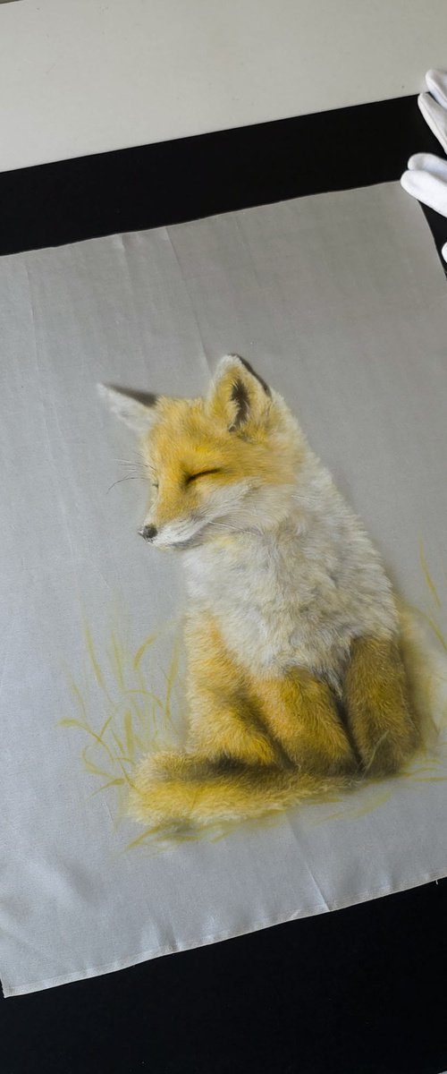 Golden Slumber – Silk Painting by Olga Belova