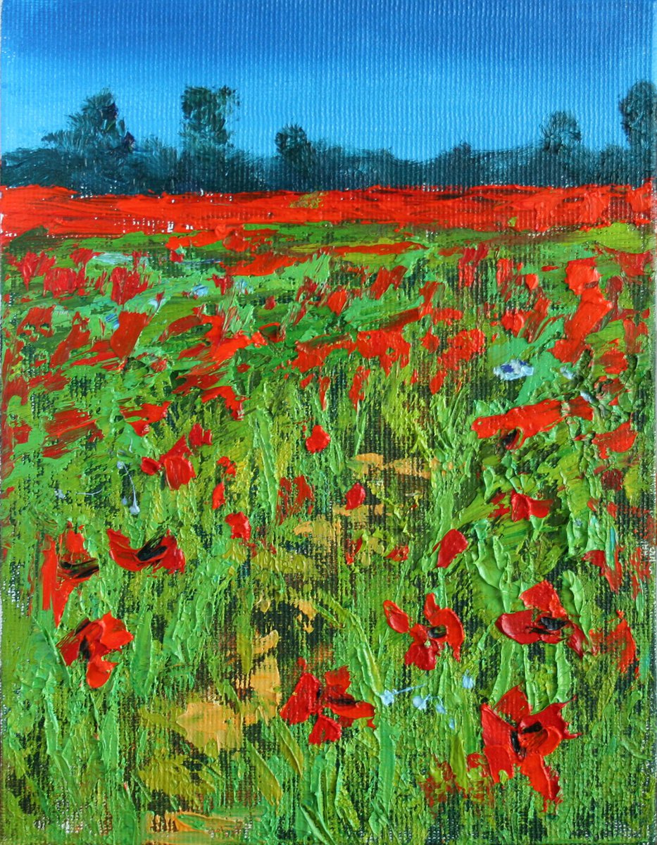 Field Of Poppies By Salana Art / Svetlana Samovarova, 6 X 8, Artwork For Sale On Artfinder