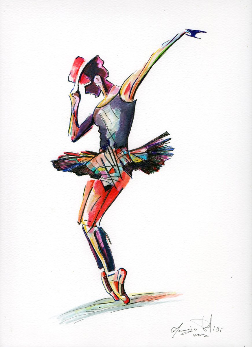 Urban And Pop Portrait Ink Drawing By Maurizio Puglisi, 9 X 13", All That Jazz, Original Artwork