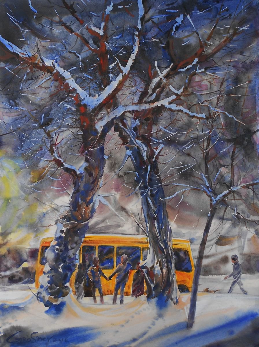 yellow bus by Viktor Groshev