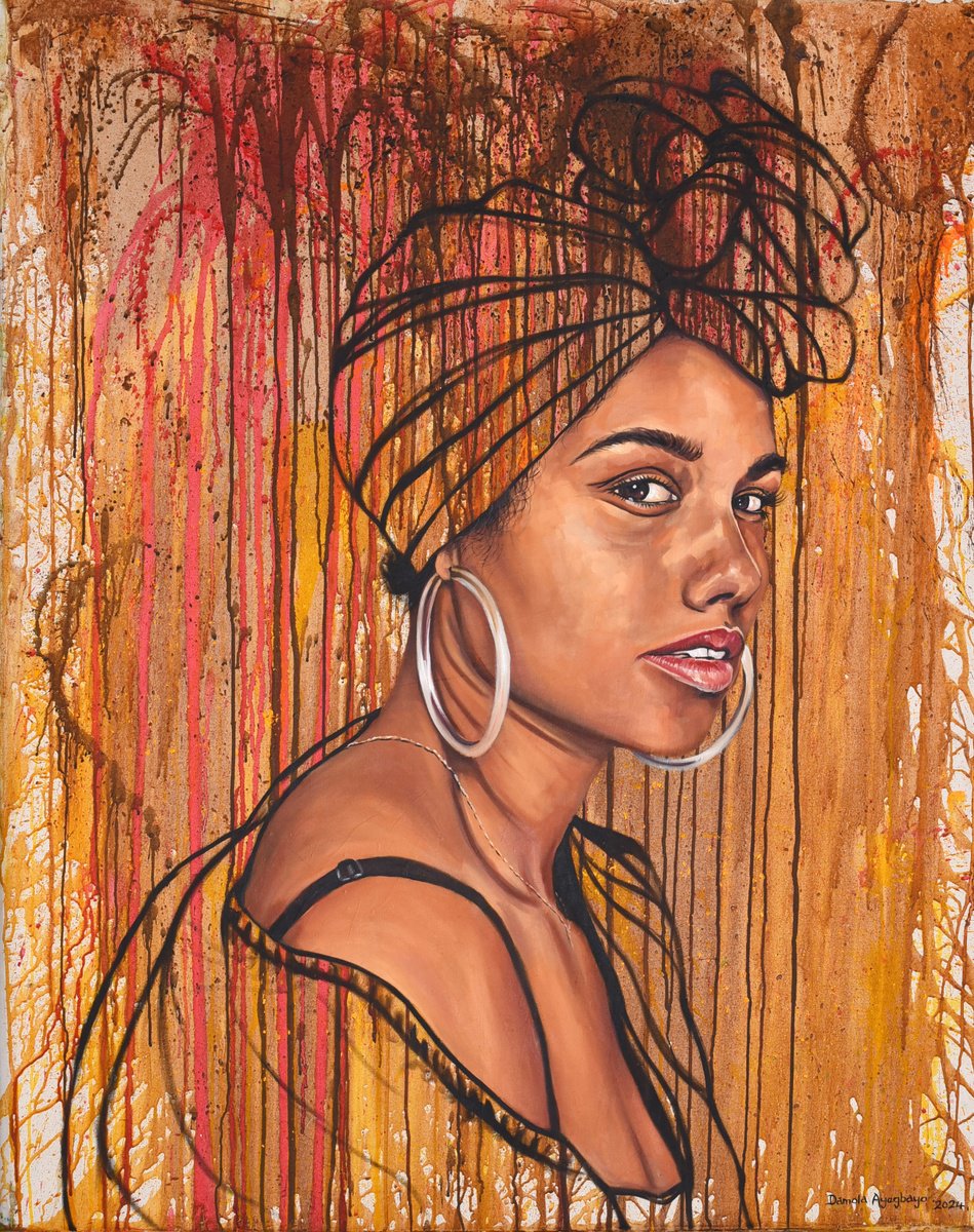 Expressive Portrait Oil Painting By Damola Ayegbayo, 48 X 60, Purpose Is Existence 14, Original Artwork