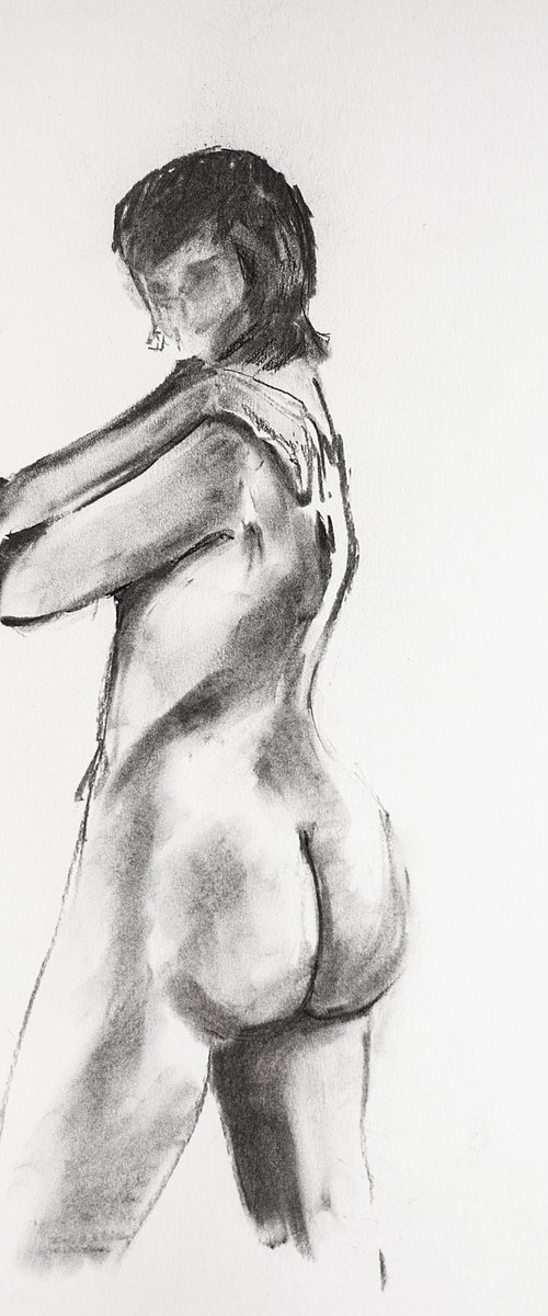 Nude in charcoal. 9. Black and white minimalistic female girl beauty body positive by Sasha Romm