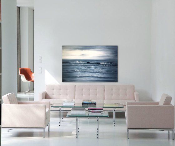 Looking into Eternity, large monochromatic ocean painting