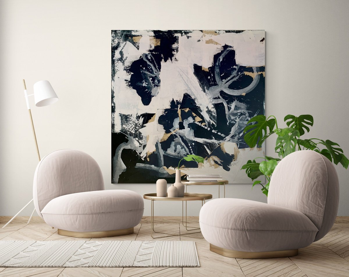 Abstract no. 323 -2 black and white minimalism ## by Anita Kaufmann