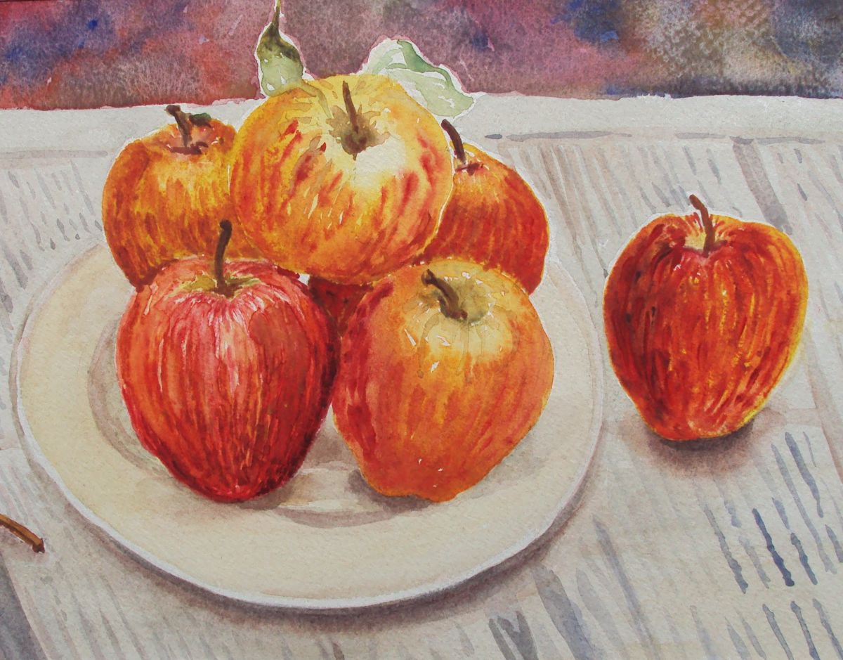 Apples on Newspaper by Teresa Tanner