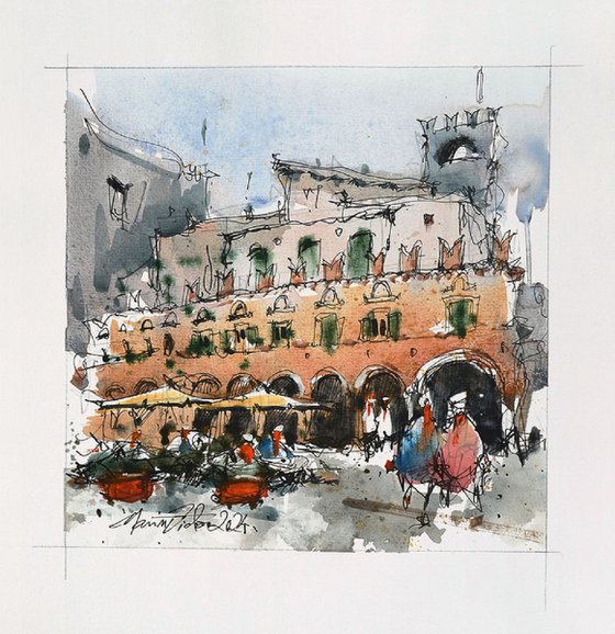 Italy urban sketch, Ascoli Piceno.