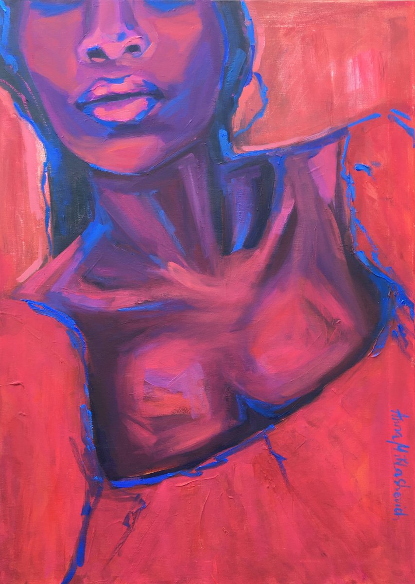 THE GREATNESS THAT IS YOU / colorful portrait of a black woman by Anna Miklashevich