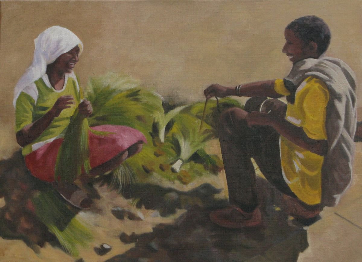 Oil Painting , Preparing The Easter Grasses By Alison Chambers, 23 X 17, Artwork For Sale On Artfinder