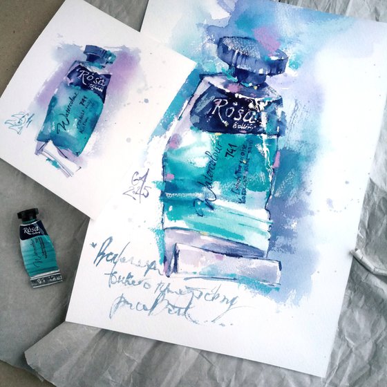 Turquoise v2. Tube watercolour