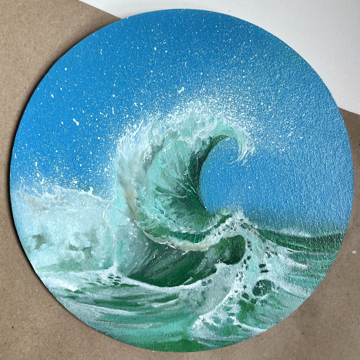 Photorealistic Oil Painting , Green Wave By Myroslava Denysyuk, 8 X 8, Artwork For Sale On Artfinder
