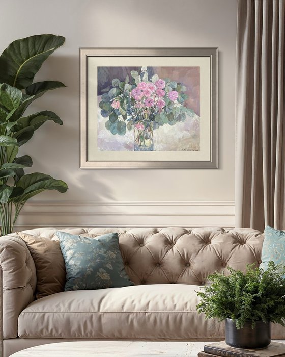 Delicate bouquet in a glass vase