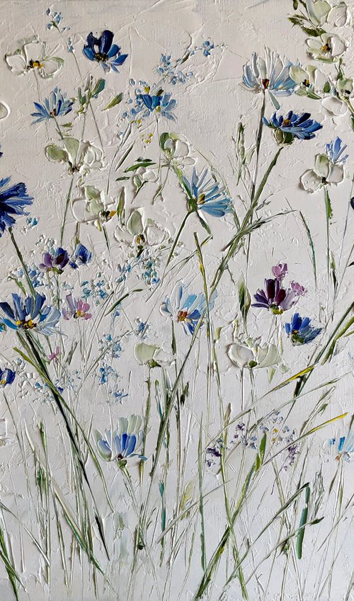 EXQUISITE LACE - Beauty of nature. Charming cornflowers. Floral texture. Pastel palette. Provence style. Bouquet. Tenderness. by Marina Skromova