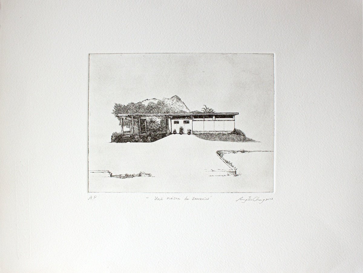 Cityscapes Etchings & Engravings By Rung Tsu Chang, 16 X 12", Une Maison De Souvenirs, Original Artwork