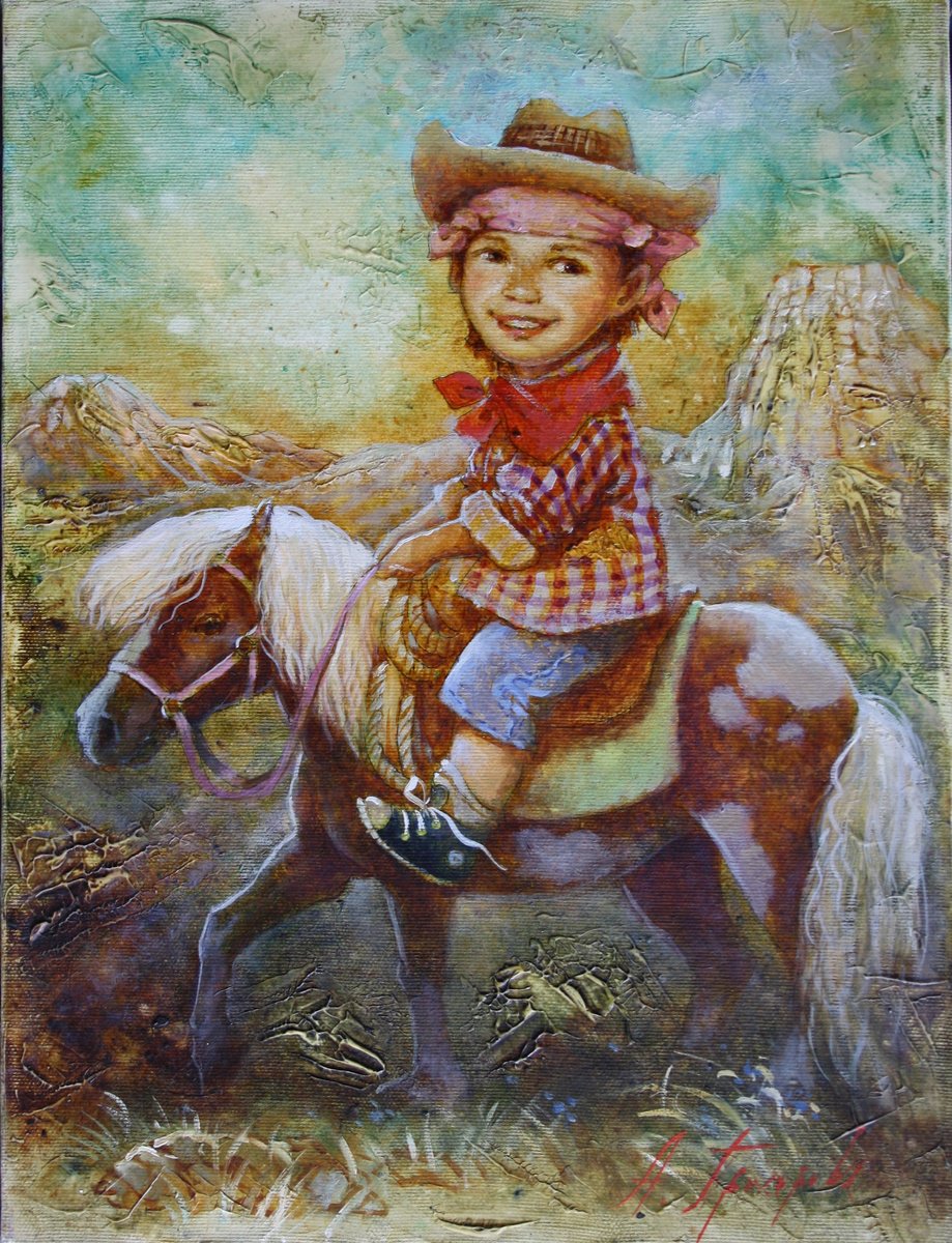 Impressionistic Portrait Oil Painting By Alexandr Dobrodiy, 12 X 16, Cowboy, Original Artwork