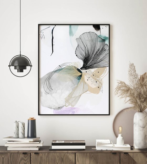 "Concord 4" Abstract teal minimal art