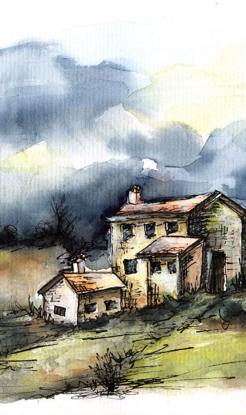 Sunset on the farm by Aniko Hencz