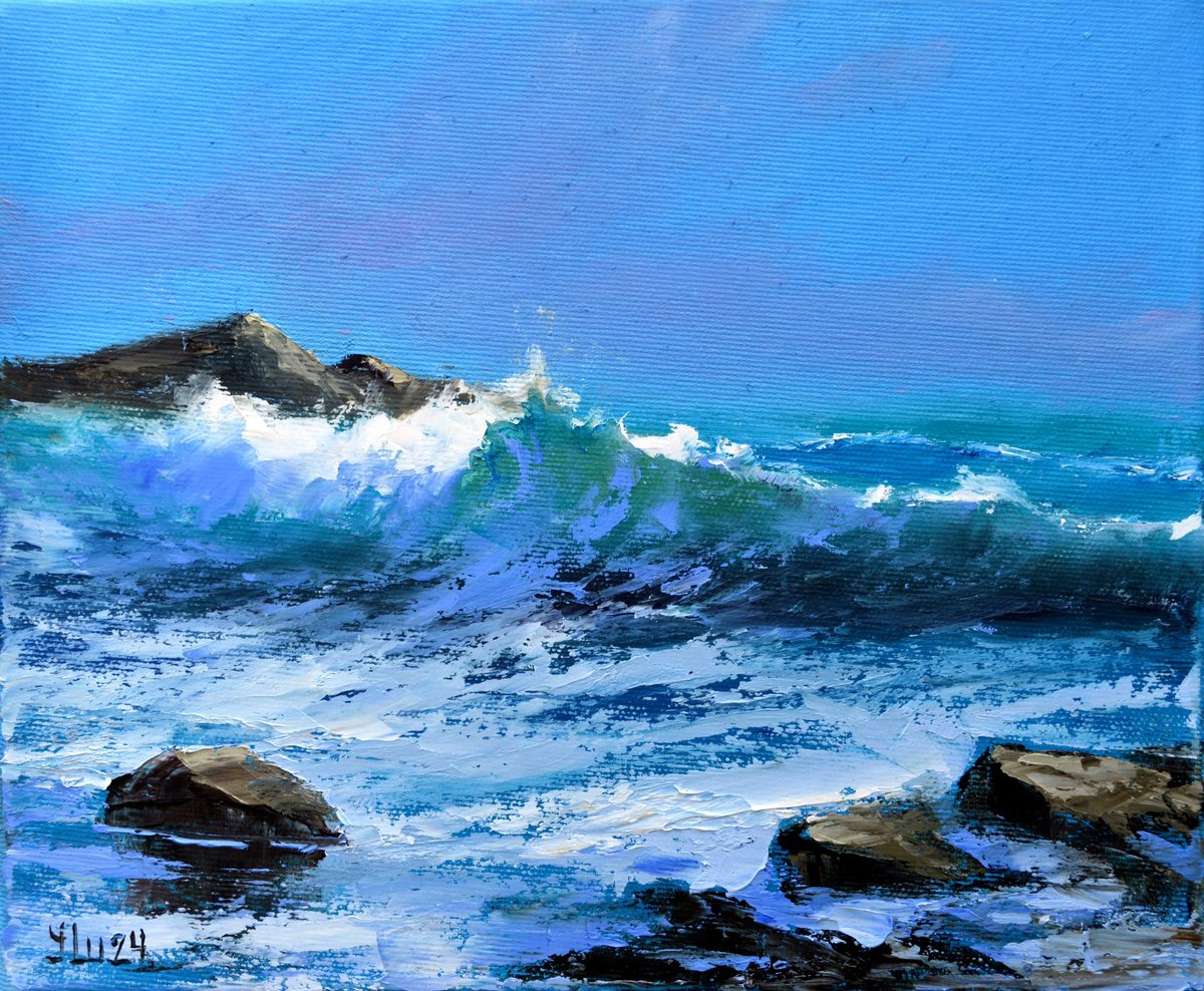 Impressionistic Landscape Oil Painting By Elena Lukina, 12 X 10, Sea 25-2024, Original Artwork