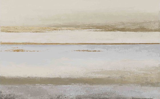 "Horizon 2" Abstract acrylic beige light blue
