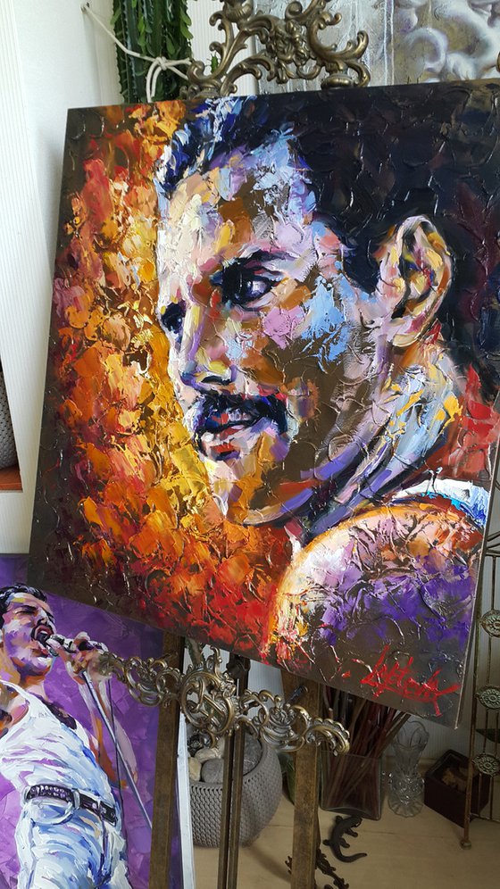 Freddie Mercury Painting, Queen original oil art, portrait