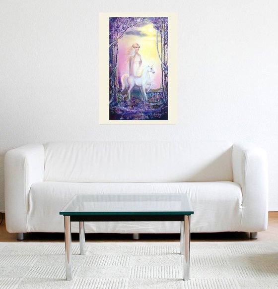 Princess And Unicorn - original intuitive magical fantasy oil art painting on stretched canvas
