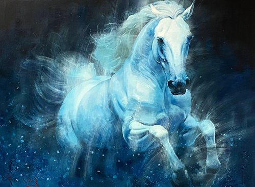 White Horse and Blue by Paul Cheng