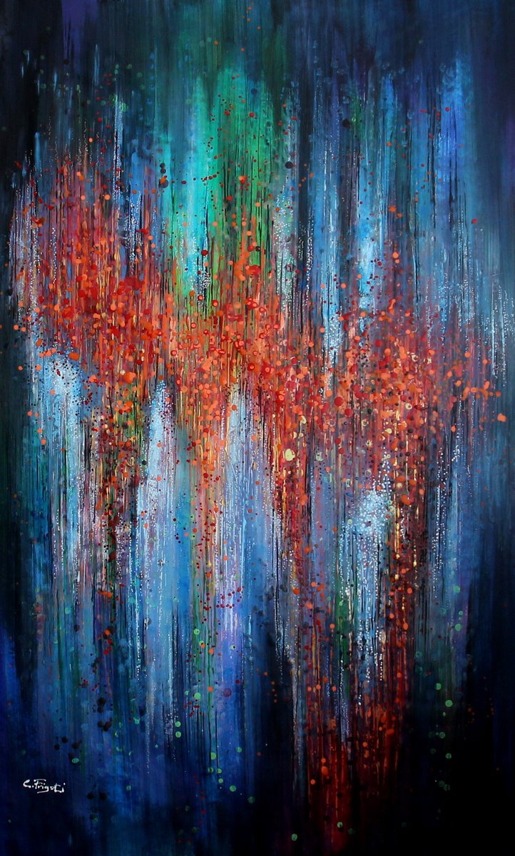 Abstract Acrylic Painting By Cecilia Frigati, 37 X 59, The Unseen #4, Original Artwork