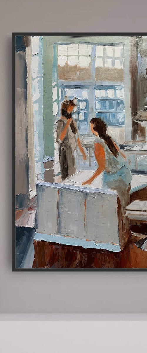 Chatting in a kitchen. by Vita Schagen