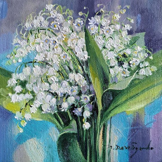 Lily of the valley flowers painting