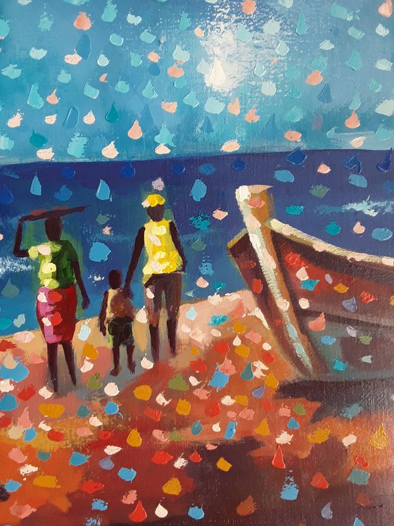 Coastal Rhythm, Vibrant African beach