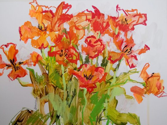 Sketch Red Tulips