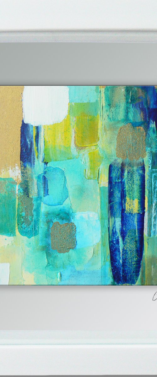 Framed ready to hang original abstract  - Deep water #17 by Carolynne Coulson