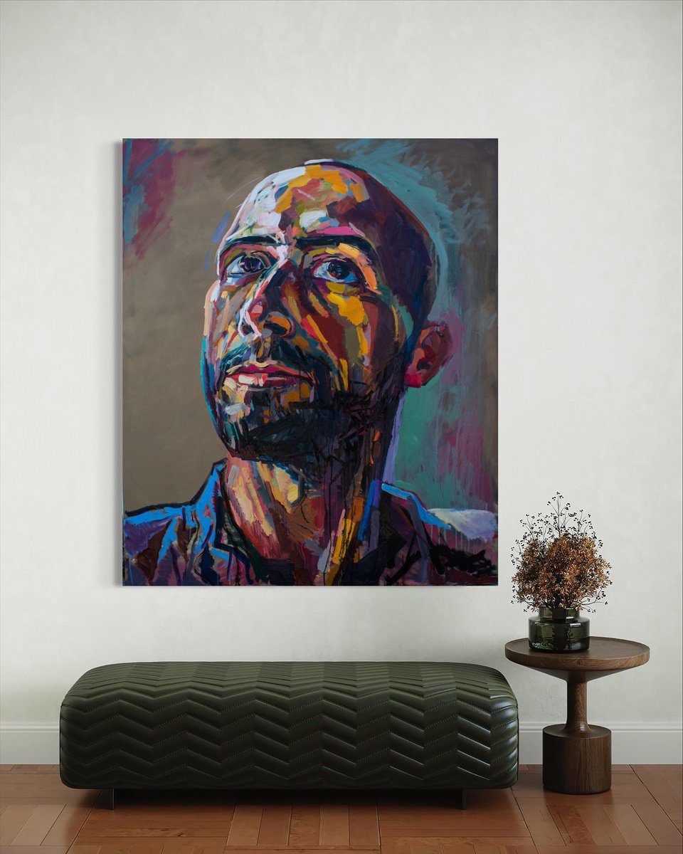 Expressive Oil Painting , Self- Portrait By Ivan Stoyanov, 34 X 41, Artwork For Sale On Artfinder