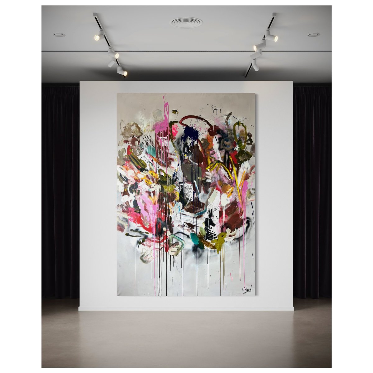 Abstract Acrylic Painting By Maria Esmar, 67 X 98", Ignite The Spectrum, Original Artwork